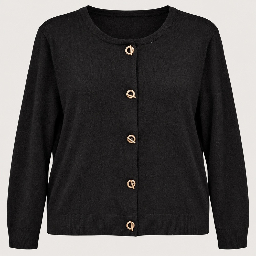 Philosophy Republic Cardigan XL Black Gold Toggle Rayon Nylon Knit Long Sleeve